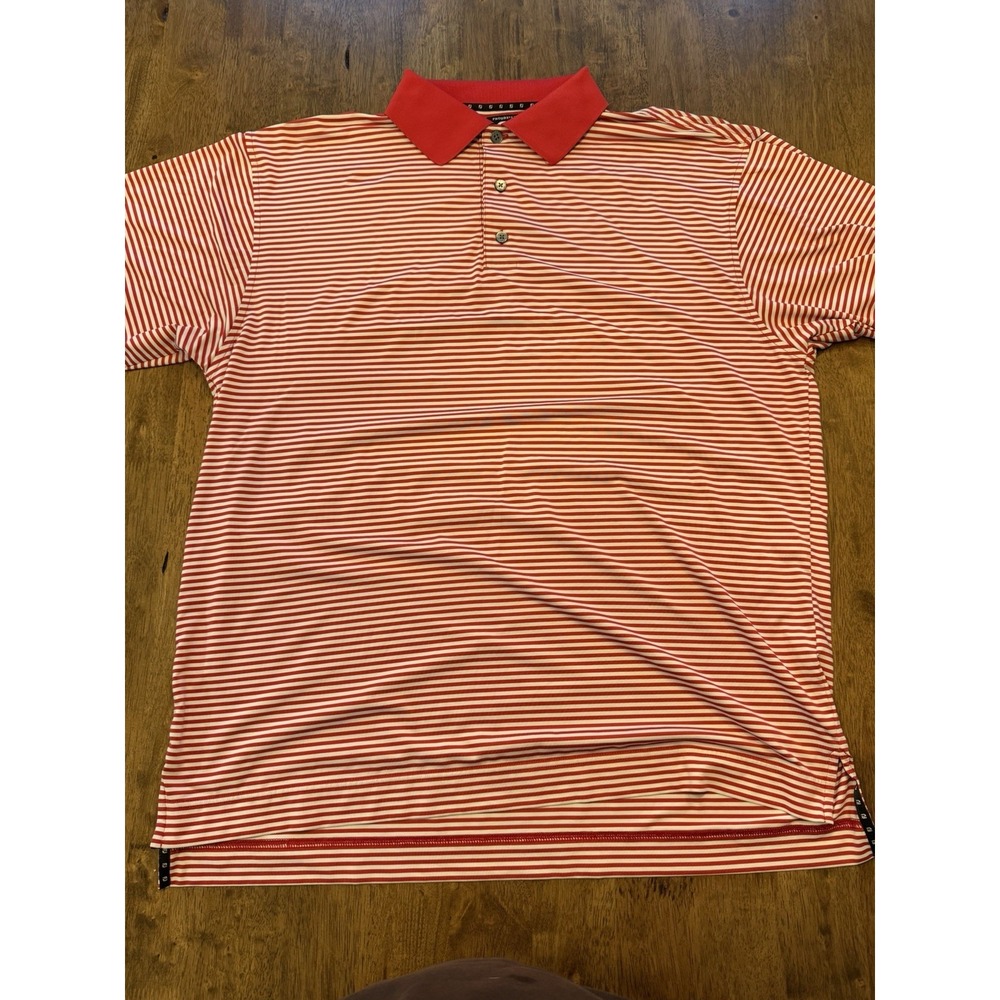 FootJoy ProDry Lisle Golf Polo Men's L Red/White Striped Short Sleeve Stretch